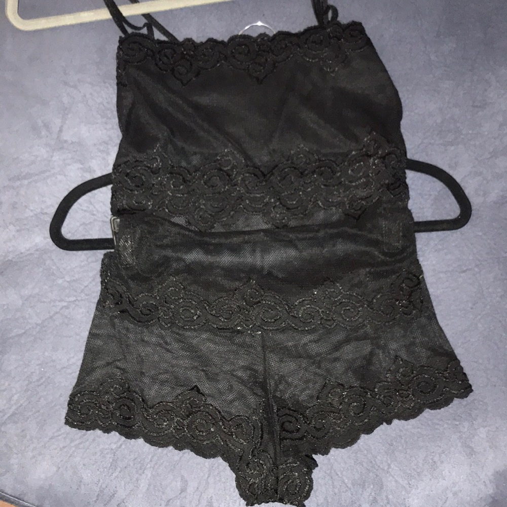 Stretch Mesh and Lace Cami & Boy Short Panty
